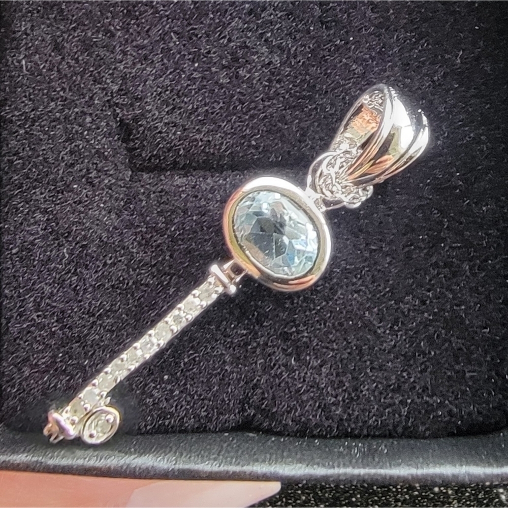 Sterling Silver Diamond & Swiss Topaz Necklace - Picture 5 of 10